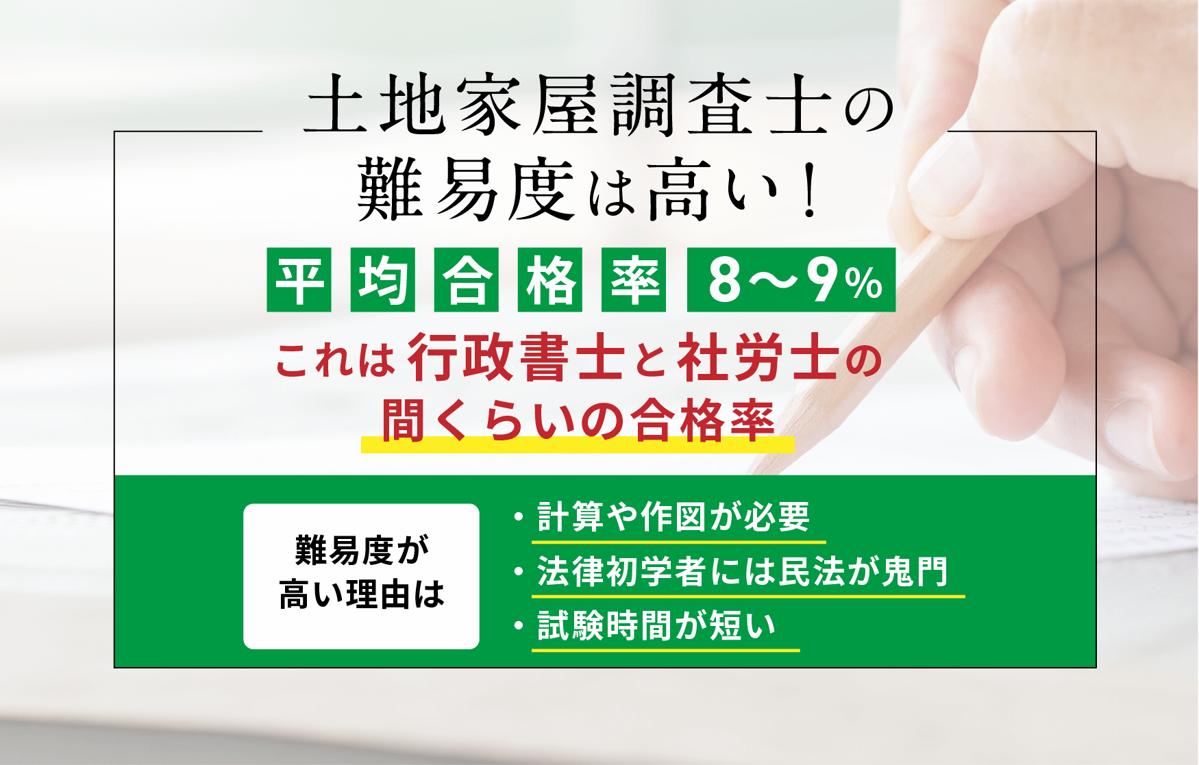 土地家屋調査士試験の難易度は？偏差値で例えると？勉強を始める前に知っておくべきことも紹介【令和6年（2024年）】 | 土地家屋調査士・測量士補試験 コラム